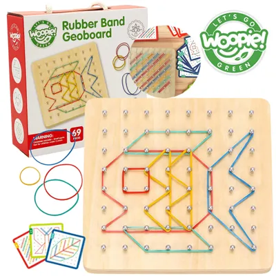 Immagine prodotto di Woopie Green Geoplan: puzzle in legno con elastici, 69 pezzi,
