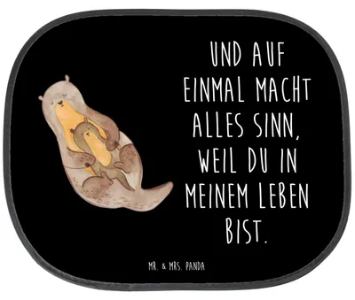 Produktbild von Mr. & Mrs. Panda Sonnenblende Auto Otter Kind - Schwarz - Geschenk, Sonnenschutz für, Tochter, autofenster, Mutter, Autoscheiben, Mama, Familie, Fürs, Baby