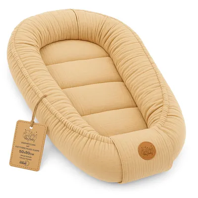 Immagine prodotto di Nido per neonati in mussola 90x50 cm - Nido per neonati Nido per lettini e culle portatile Nido coccoloso Coccon Cotone Beige
