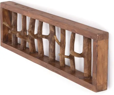 Produktbild von WANDGARDEROBE TREIBHOLZ UNIKAT | 80x22cm (BxH), Garderobe, Hakenleiste mit Ästen | Farbe: 01 natur-vintage
