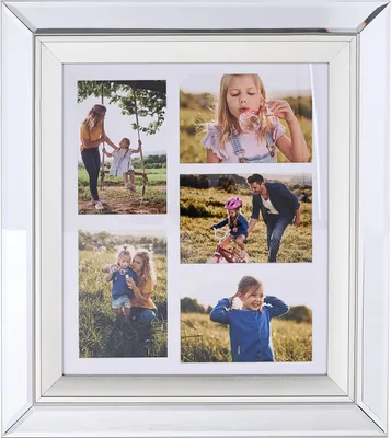 Produktbild von BELIANI Multi-Bilderrahmen Silber Spiegeleffekt 49 x 44 cm für 5 Fotos 10 x 15 cm Collage Klassisch Elegant Wohnzimmer Schlafzimmer Eingangsbereich