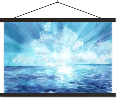 Produktbild von MuchoWow® Textilposter Meer - Himmel - Sonne 150x100 cm mit schwarzem Rahmen - Schlafzimmer