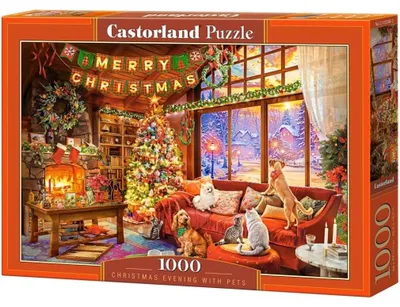 Productafbeelding van CASTORLAND Puzzel: Kerstavond met knuffelkussens, 1000 poppen