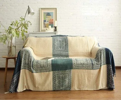 Produktbild von Ibenzoa® Chenille-Tagesdecke 220 x 250 cm – Beige Jacquard mit Quasten, weiche Wohndecke für Sofa, Sessel, Picknick (1,65 kg)