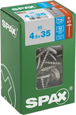Immagine prodotto di SPAX® 4577000450357 SPAX® Spenglerschrauben T20 Linsensenkkopf A2 4577000450357 8 mm x 35 mm, 60 St.