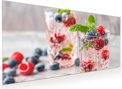 Produktbild von Küchenrückwand Spritzschutz Glas mit Motiv Cocktail Beeren 40 x 40 cm