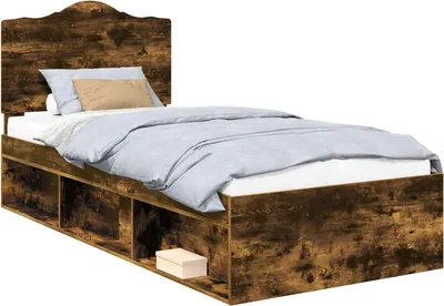 Produktbild von Bettrahmen Räuchereiche 100 x 200 cm Massives Kiefernholz