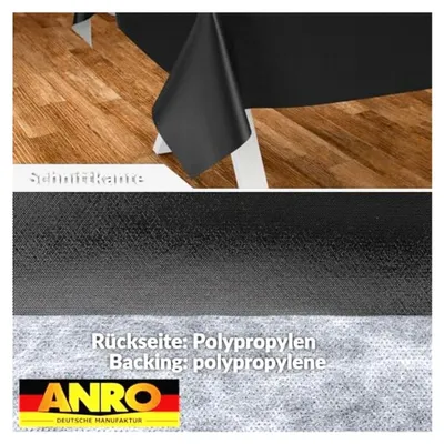 Produktbild von Wachstuch-Tischdecke 100x140cm Rechteck Schwarz Abwaschbar Wasserabweisend Innen Außen