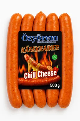 Produktbild von Özyörem Käsekrainer Chili Cheese – Halal Grillwurst mit Käse & Chili, 500g Familienpackung