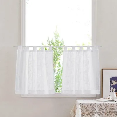 Produktbild von Ibenzoa® Vitrage-Gardinen 2er-Set – halbtransparente Vorhänge mit Schlaufen, 60×45 cm (H ab Schlaufen), 100% Polyester, fürs Bad & Fenster