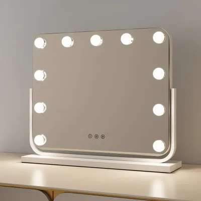 Image de Milton & Oldbrook Hollywood miroir avec éclairage 47 x 38 cm Trofa blanc