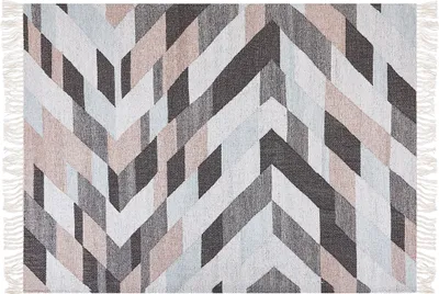 Produktbild von BELIANI Teppich Mehrfarbig aus Jute 140 x 200 cm Rechteckig mit Fransen Geometrisches Muster Kurzflor für Wohnzimmer Schlafzimmer Esszimmer