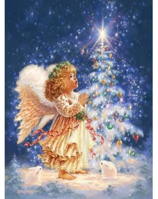 Immagine prodotto di Kit per ricamo a mosaico diamantato: Angelo con albero di Natale, Prima Stella, 30x40 cm