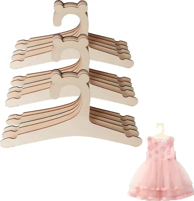 Produktbild von 15 Stück Kinder-Holzkleiderbügel - Rutschfeste Baby-Kleiderbügel zur Kleideraufbewahrung