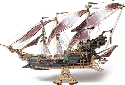 Zdjęcie produktu dla Puzzle 3D, Statek Piracki Sparrow's Maritime Adventures, fioletowy, HC, drewno, 518 sztuk