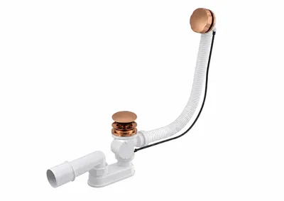Image de OTITEC - Vidage baignoire avec trop-plein - Bonde cuivre brossé - Flexible