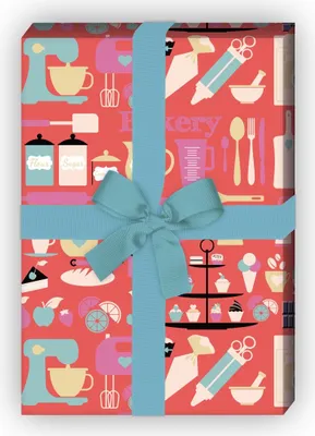 Produktbild von Hobby koch Geschenkpapier mit Koch Geräten auf rosa - G7587, 32 x 48cm
