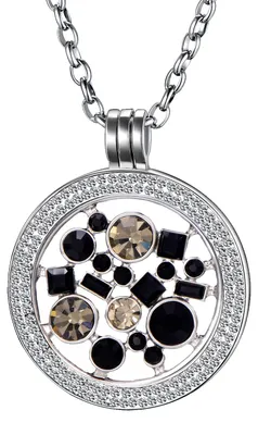 Produktbild von Morella Damen Halskette 70 cm Edelstahl und Zirkonia Anhänger mit Coin Universum 33 mm im Schmuckbeutel