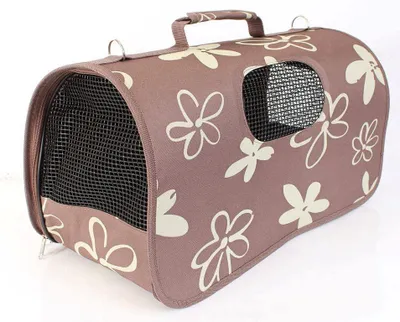 Productafbeelding van Hilton Transporttas voor kat/hond, bruin met bloemenprint, 50x26x27 cm
