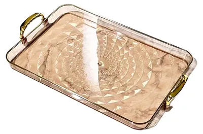Produktbild von Transparente Servierplatte mit Griffen, vielseitig verwendbar, ideal für Obst, Snacks und Desserts, perfekt für Partys, stapelbar, dekorativ und als Aufbewahrungstablett, Küchenorganizer