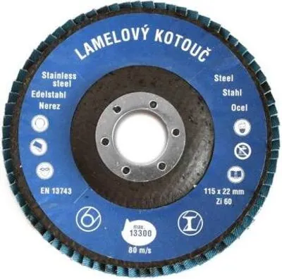 Obrázok produktu pre Kotúč lamelový brúsny Ø115 x 22 mm, P60, Zirkón Klasik