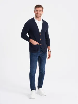 Obrázek produktu pro Pánský svetr OMBRE OM-SWCD-0109 NAVY BLUE velikost: XL
