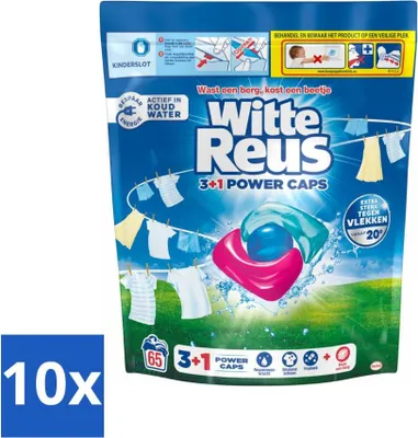 Produktbild von White Giant - 3+1 Power Caps - Weiße Wäsche - 65 Wäschen - Vorteilspack - 10 Stücke