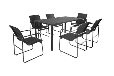 Produktbild von Lounge Set 7tlg. Outdoor Gartenlounge Sitzgruppe Sitzbank Esstisch Glastisch