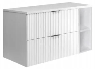 Zdjęcie produktu dla Szafka Łazienkowa Wisząca Pod Umywalkę Regał Blat 100X46Cm Flisan Biała Mdf