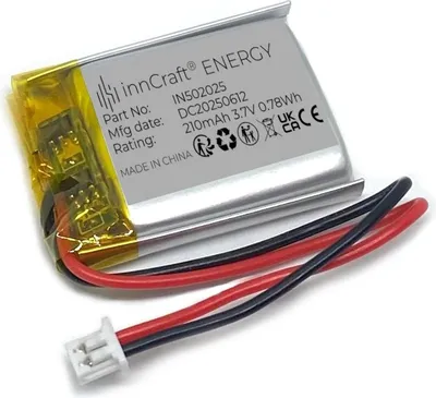 Zdjęcie produktu dla Akumulator litowo-polimerowy innCraft Energy 210mAh 3.7V, 25x20x5 Model 502025 konektor Molex 51021-020 1.25mm 2P