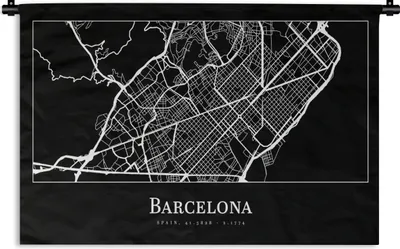Produktbild von MuchoWow® Wandteppich Wandbehang Stadtplan - Barcelona - Karte 60x40 cm Tapisserie Dekoration Wandtuch - Wanddekorationen