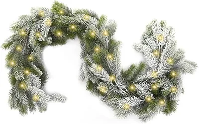 Produktbild von Zederngirlande, 1.8 m, künstliche Weihnachtsgirlande mit Lichtern, künstliche grüne Girlande, geeignet Kamine, Treppen, Innen- und Außendekorationen