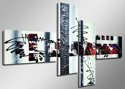 Produktbild von Visario Leinwandbild Abstrakt 160x70 cm – 4-teilig, Bild Wandbild Kunstdruck, aufhängfertig, Echtholzrahmen, Zackenaufhänger, Art. 6513