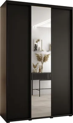 Produktbild von MEBLE KRYSPOL Davos 3 Schrank, drei Türen - 235,2x150x45 cm - Schwarz Schwarz Schwarz