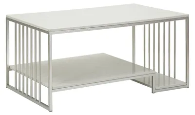 Zdjęcie produktu dla Stolik kawowy Kayseri, wymiary: 45 x 90 x 60 cm, metal, marmur, kolor: srebrny, biały