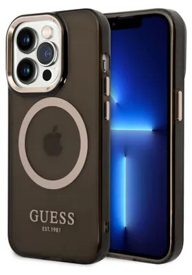 Obrázek produktu pro Guess Gold Outline Translucent MagSafe - pouzdro pro iPhone 14 Pro (černé)