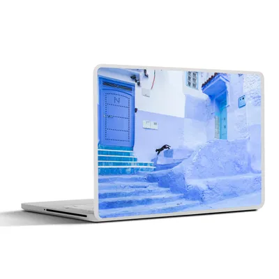 Produktbild von MuchoWow® Laptop Aufkleber Sticker Cover Straße - Blau - Türen - Architektur 31x22.5 cm - Laptop-Deko