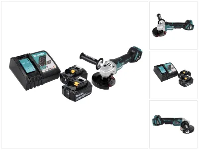 Zdjęcie produktu dla Akumulatorowa szlifierka kątowa Makita DGA 517 RG 18 V 125 mm bezszczotkowa + 2x akumulator 6,0 Ah + ładowarka