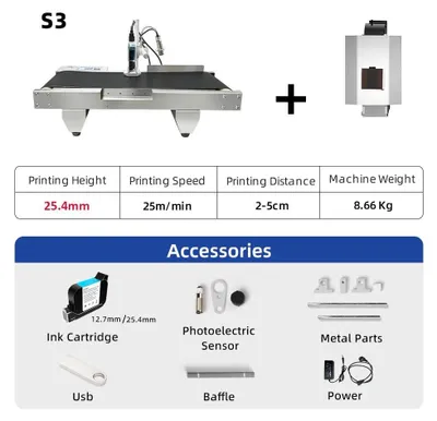 Zdjęcie produktu dla Termiczna drukarka atramentowa, automatyczna maszyna do kodowania, kompaktowa konstrukcja, drukarka 25,4 mm