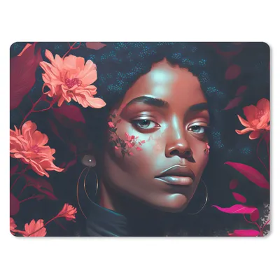 Produktbild von MuchoWow® Mauspad Mousepad Blumen - Frau - Porträt - Illustration 23x19 cm - Mousepads - Maus Mat - Pad - Mausunterlage - Schreibtischunterlage - Mauspad
