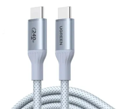 Produktbild von UGREEN USB-C auf USB-C PD Schnellladekabel 240W, 1m - Silber/Weiß