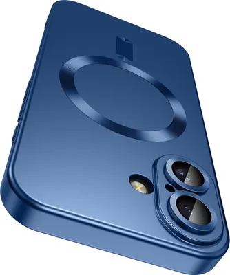 Immagine prodotto di Custodia magnetica per iPhone 17, custodia protettiva in silicone opaco con protezione dell'obiettivo, compatibile con MagSafe Blue