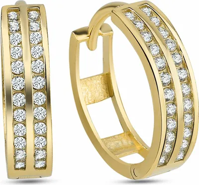Zdjęcie produktu dla Kolczyki kółka Dkeniz 925/- srebro pozłacane Pave