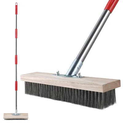 Produktbild von Stahldrahtbesen Fugenbürste Terrassenbesen - Teleskopstiel - Edelstahl - 145 cm - Für Terrasse und Patio