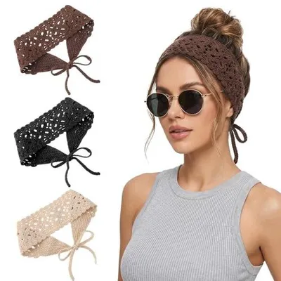 Zdjęcie produktu dla Opaska na głowę damska kwiatowa boho elastyczna do włosów 3 sztuki