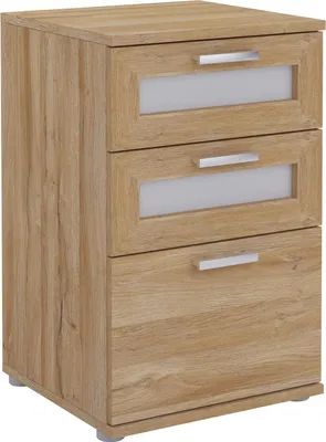 Produktbild von Nachttisch für Boxspringbetten MARIKE Nachtschrank Nachtkommode in Wildeiche, mit 3 Schubladen