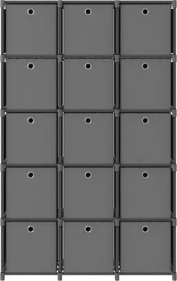 Obrázek produktu pro vidaXL Police z kostek s 15 boxy šedá 103x30x175,5 cm látka