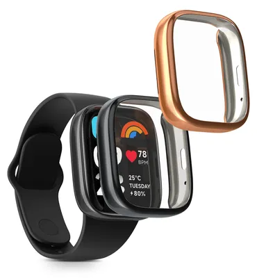 Produktbild von kwmobile 2x Silikon Hülle für Xiaomi Redmi Watch 3 Active Schutzhülle - Fullbody Display Cover Set aus Silikon - Schwarz Rosegold