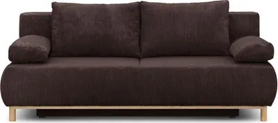 Image de Banquette Convertible 3 Places, Velours Côtelé Marron Foncé, Coffre de Rangement, L 192 cm
