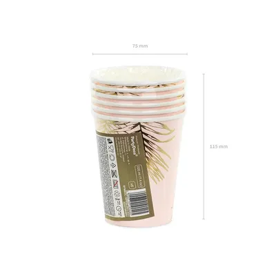 Produktbild von Pappbecher Blätter 220ml rosa gold 6er Set